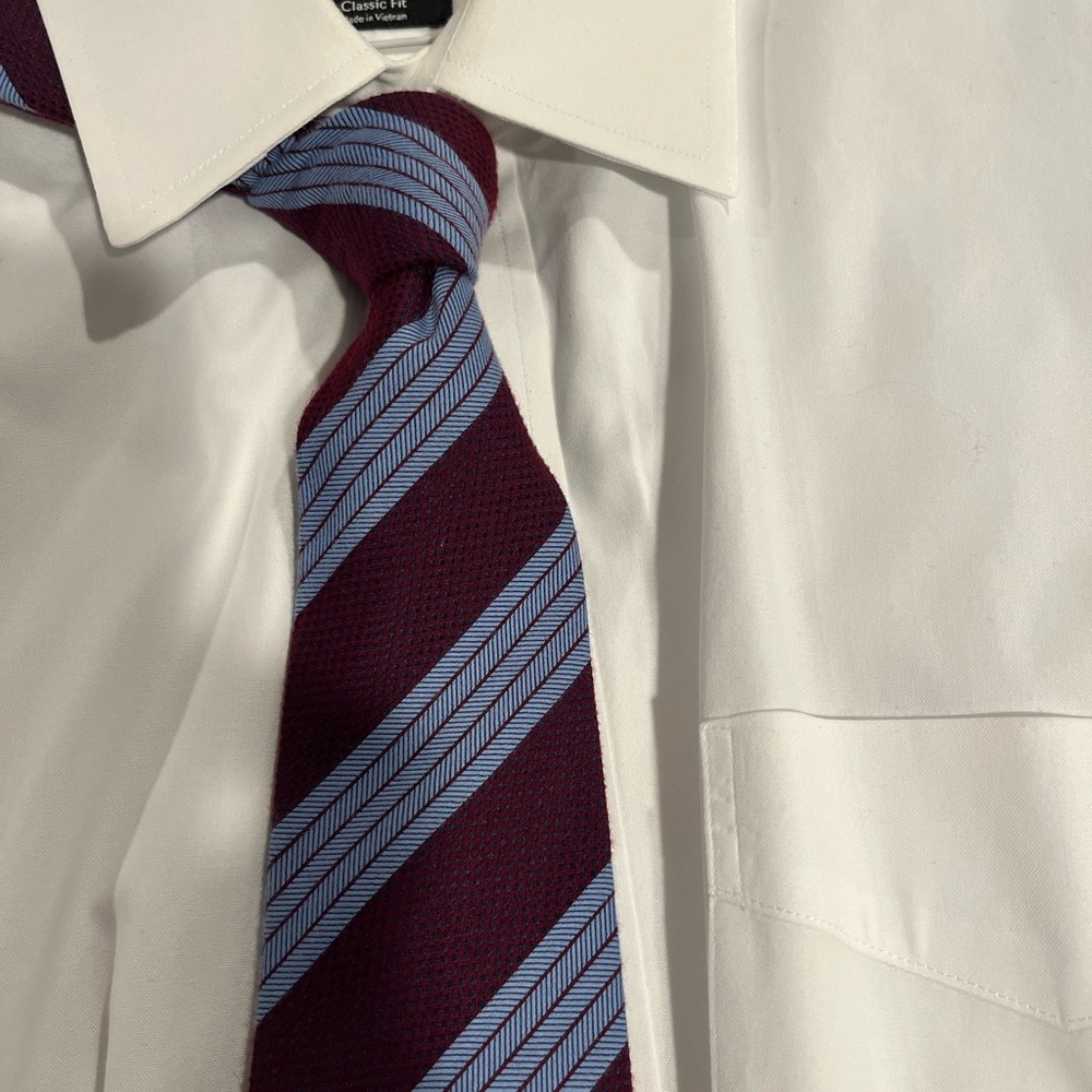 Tasso Elba Bergundy and Blue Stripe necktie